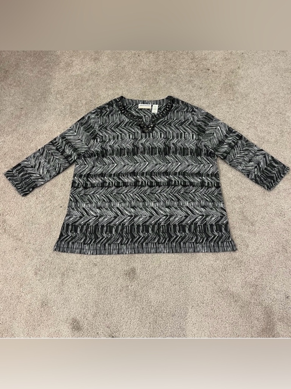 Alfred Dunner 3/4 Length Sleeve Blouse